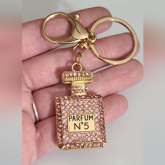 Perfume crystal pink Keychain purse charm bag rhinestones bling NEW necklace cha - Picture 4 of 5